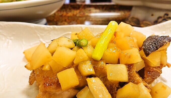 鳥とウドの味噌焼き